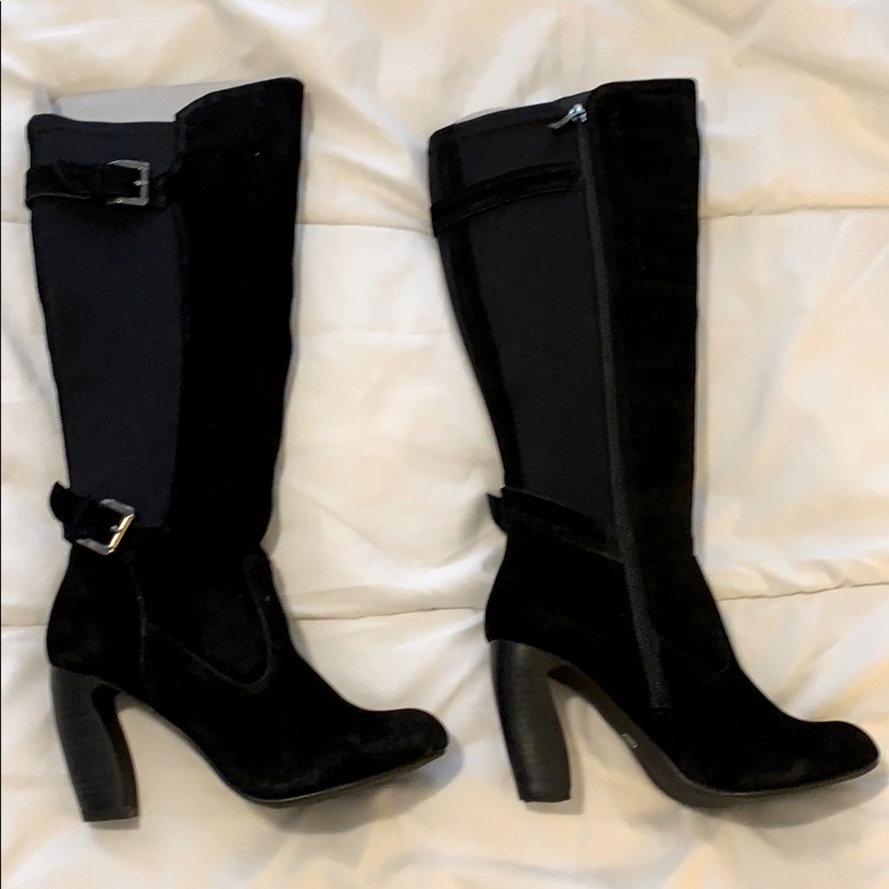 Black Tall Suede Boots with heel by Two Lips NWT